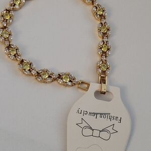 Elite, 8.00 ctw, Genuine Yellow & White Sapphire, 14k White Gold filled Bracelet